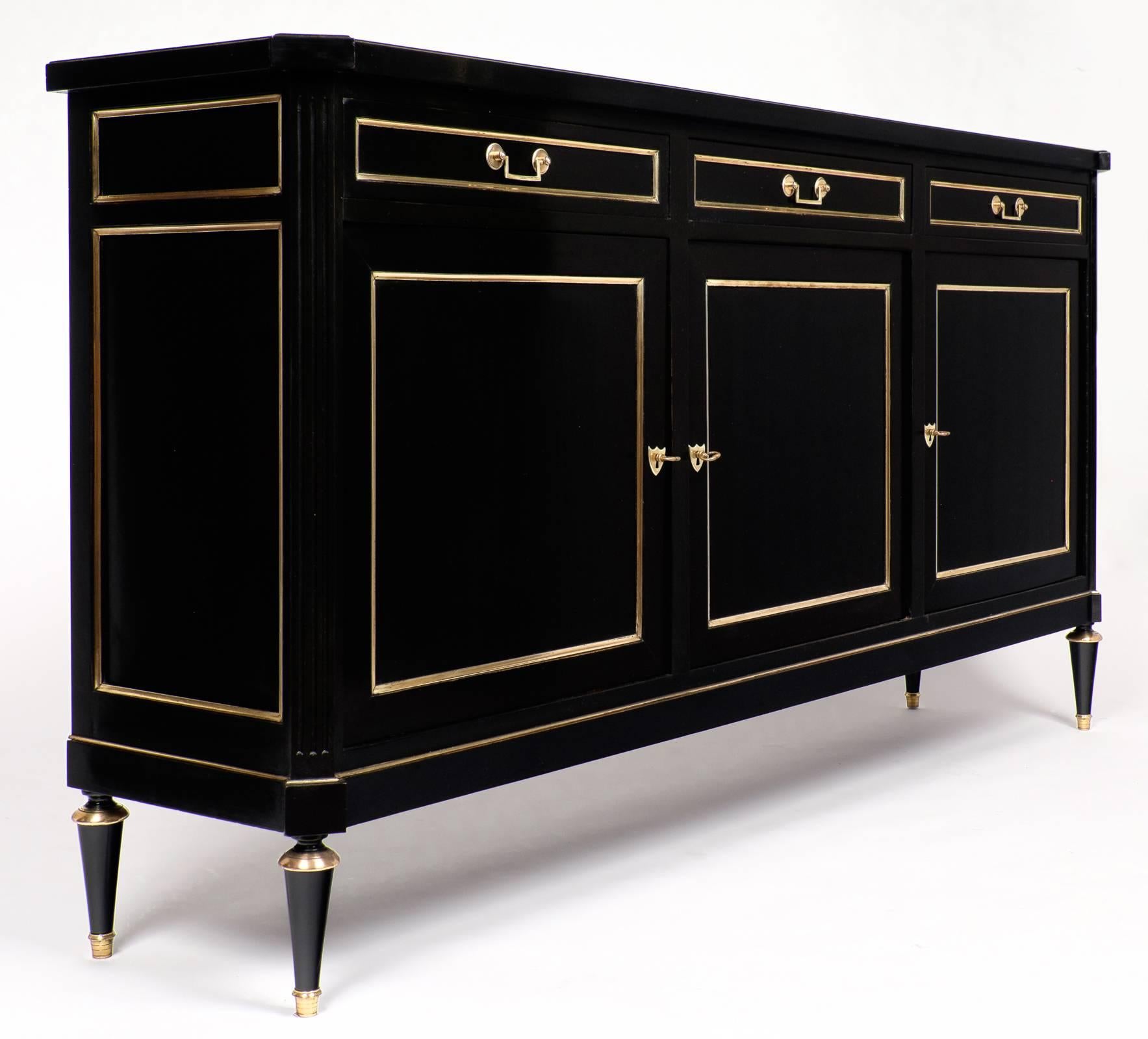 Antique Louis XVI Style Ebonized Sideboard In Good Condition In Austin, TX