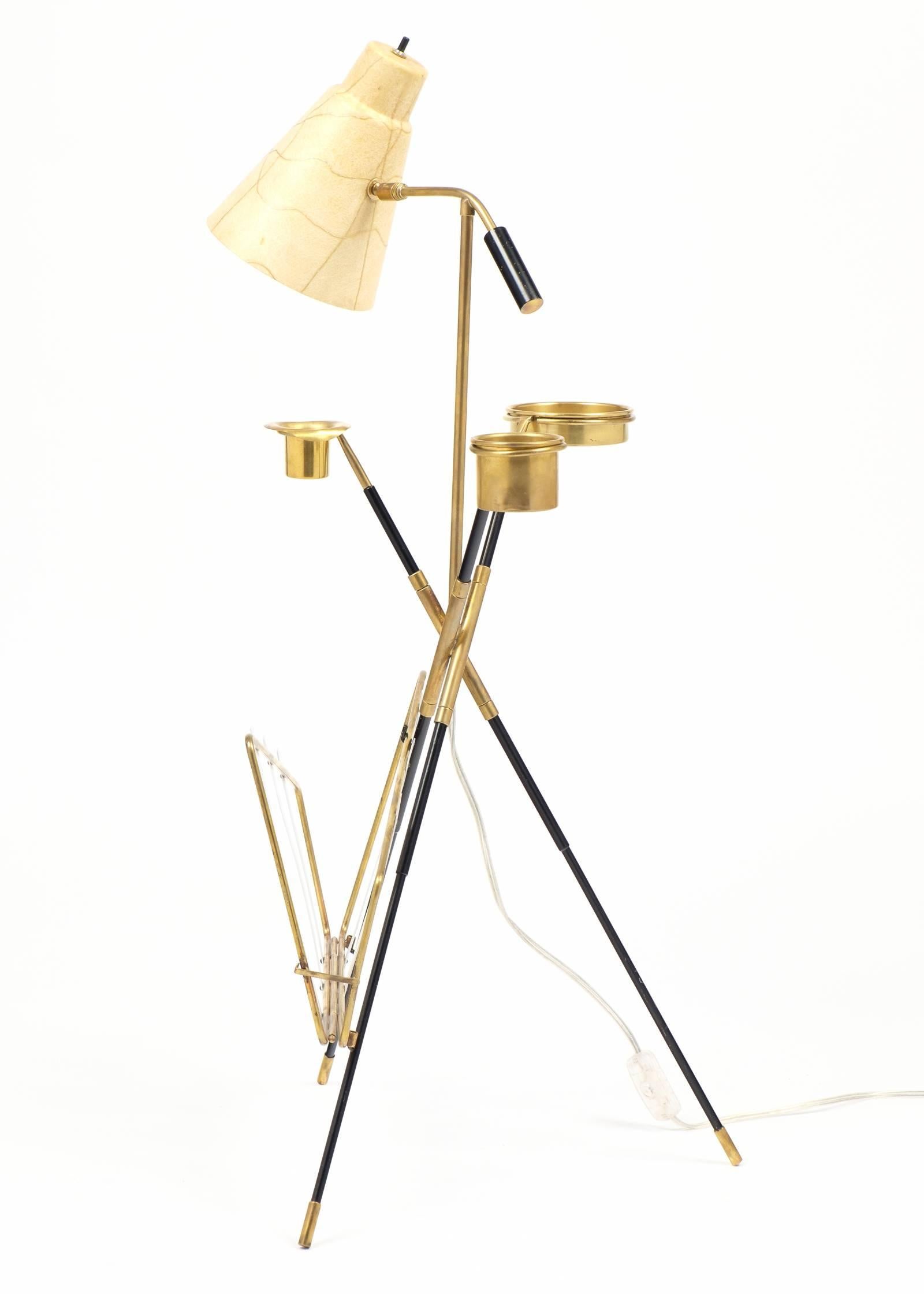 Mid-20th Century Mid-Century Modern Italian Magazine Stand with Lamp