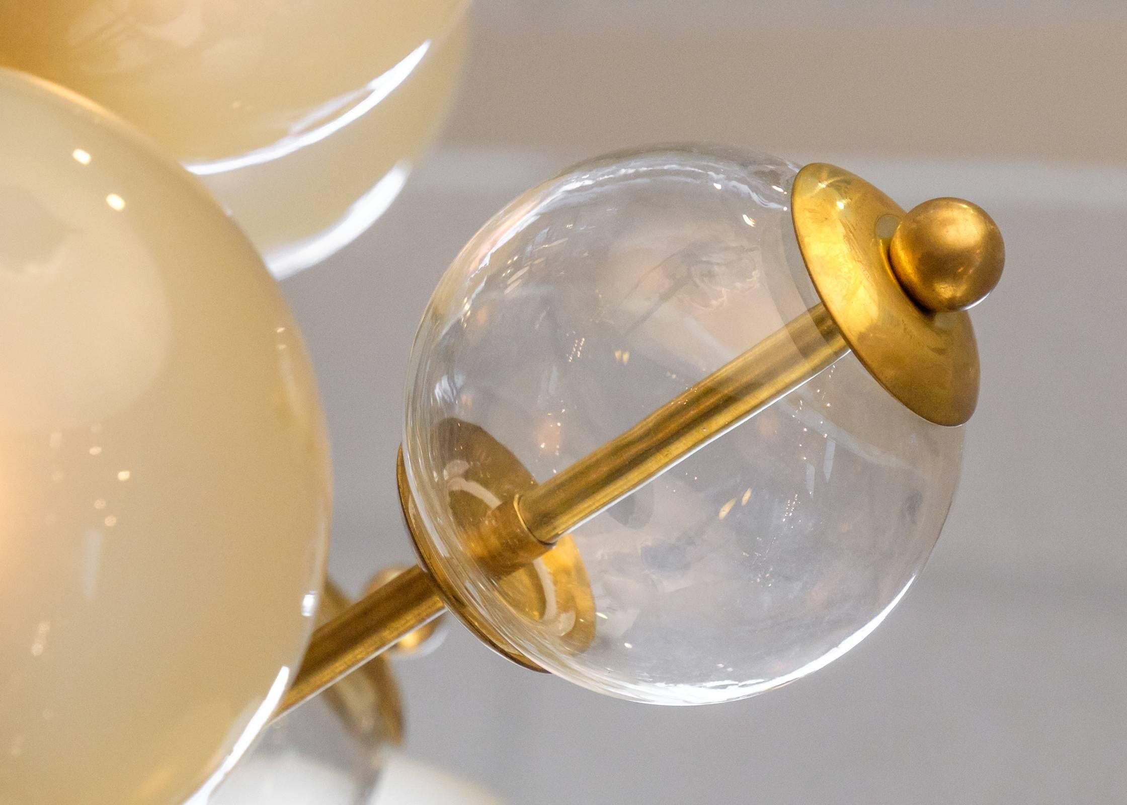 Vintage Murano Brass Sputnik Chandelier with Champagne Globes 1