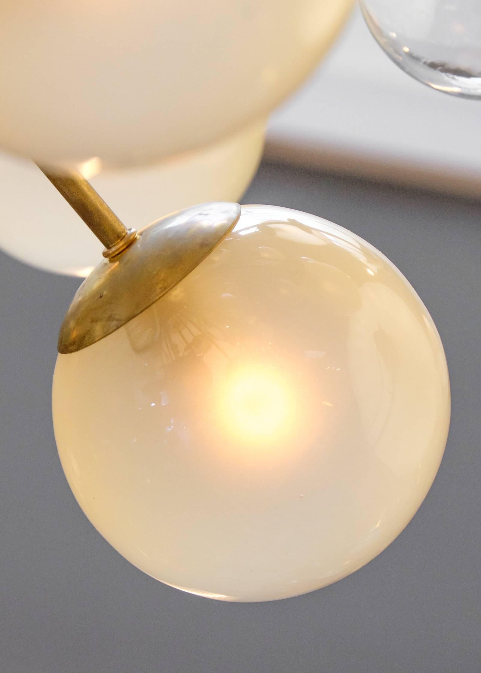 Vintage Murano Brass Sputnik Chandelier with Champagne Globes 2