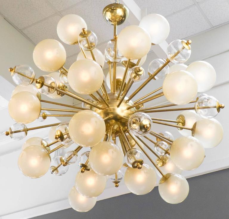 Vintage Murano Brass Sputnik Chandelier with Champagne Globes at