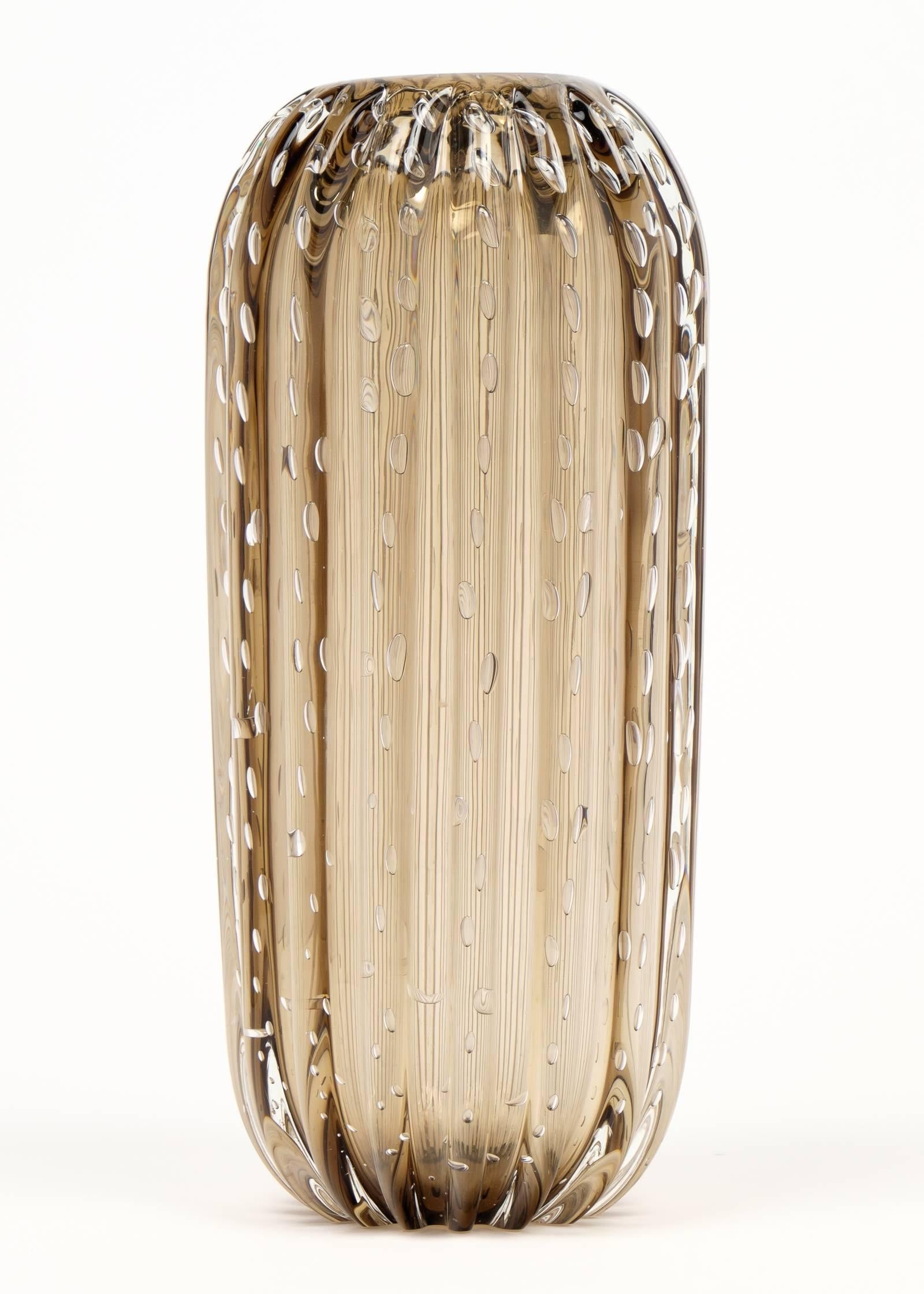 20th Century Set of Three Murano Glass Coral Vases