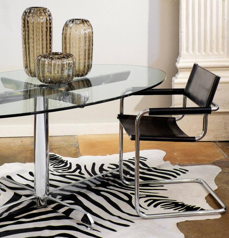 Marcel Breuer Black Leather And Tubular Chrome Steel Chairs Set Of A Modernist Set Of Marcel Breuer Style Black Leather And Tubular Steel Chrome Chairs In