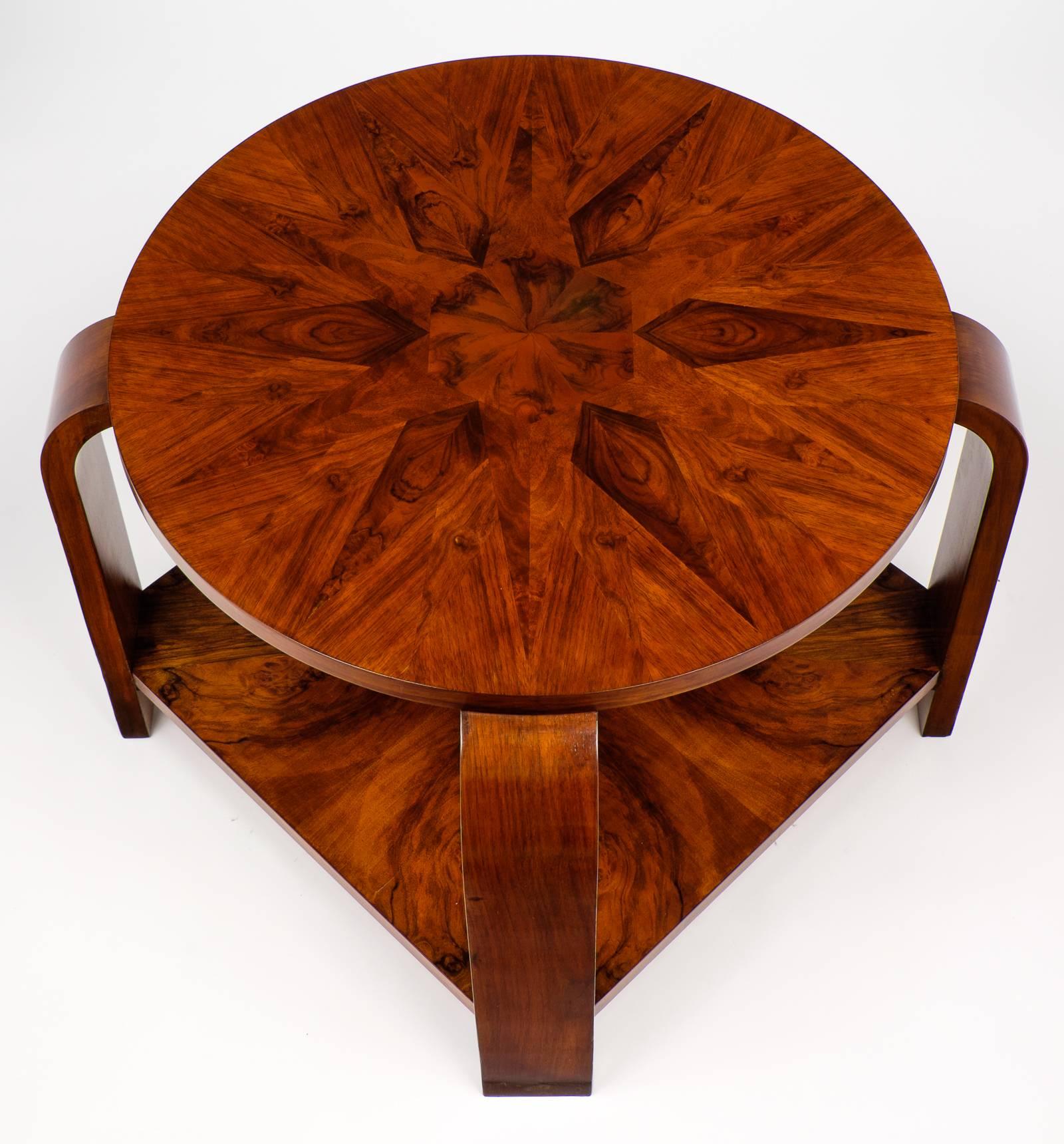 French Art Deco Round Top Marquetry Gueridon In Good Condition In Austin, TX