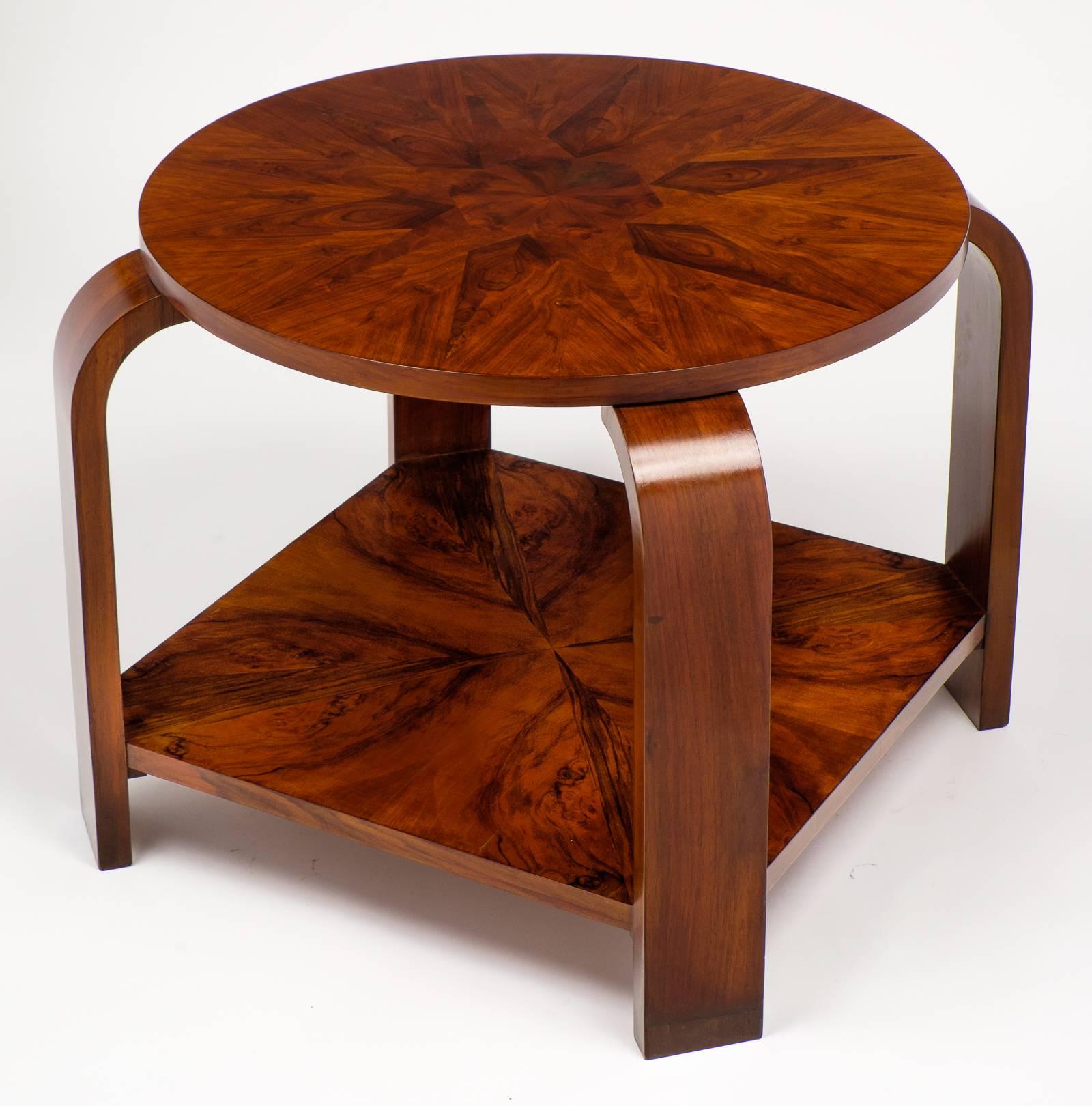 Mid-20th Century French Art Deco Round Top Marquetry Gueridon
