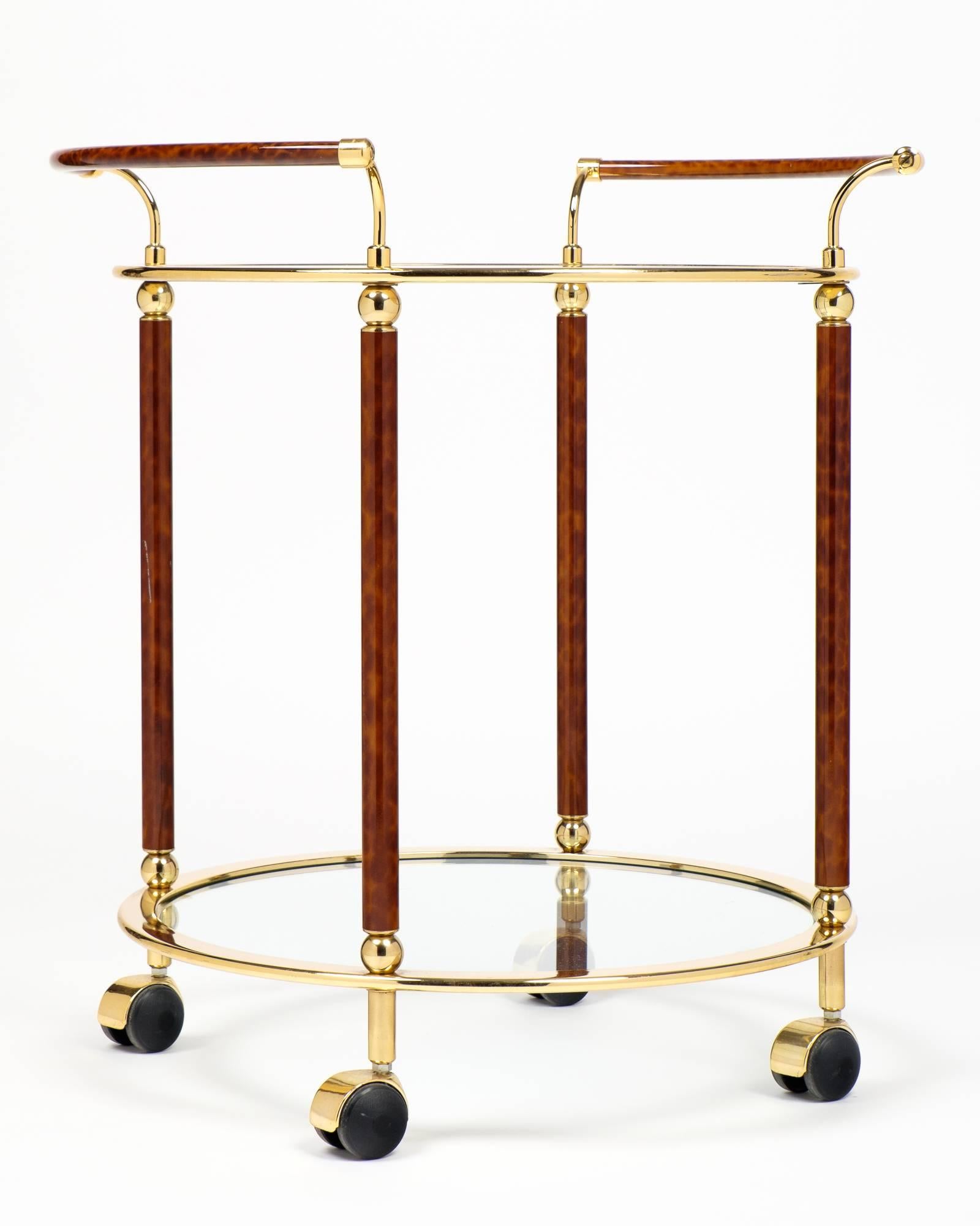 round brass bar cart