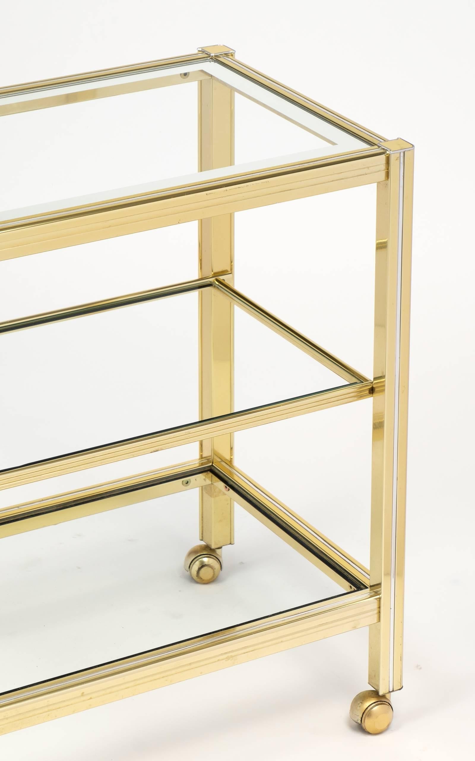 Vintage French Brass and Chrome Side Table or Etagere 2