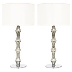 Lampes en verre de Murano de style « Mid-Century Modern », pied chromé, Italie, 2023