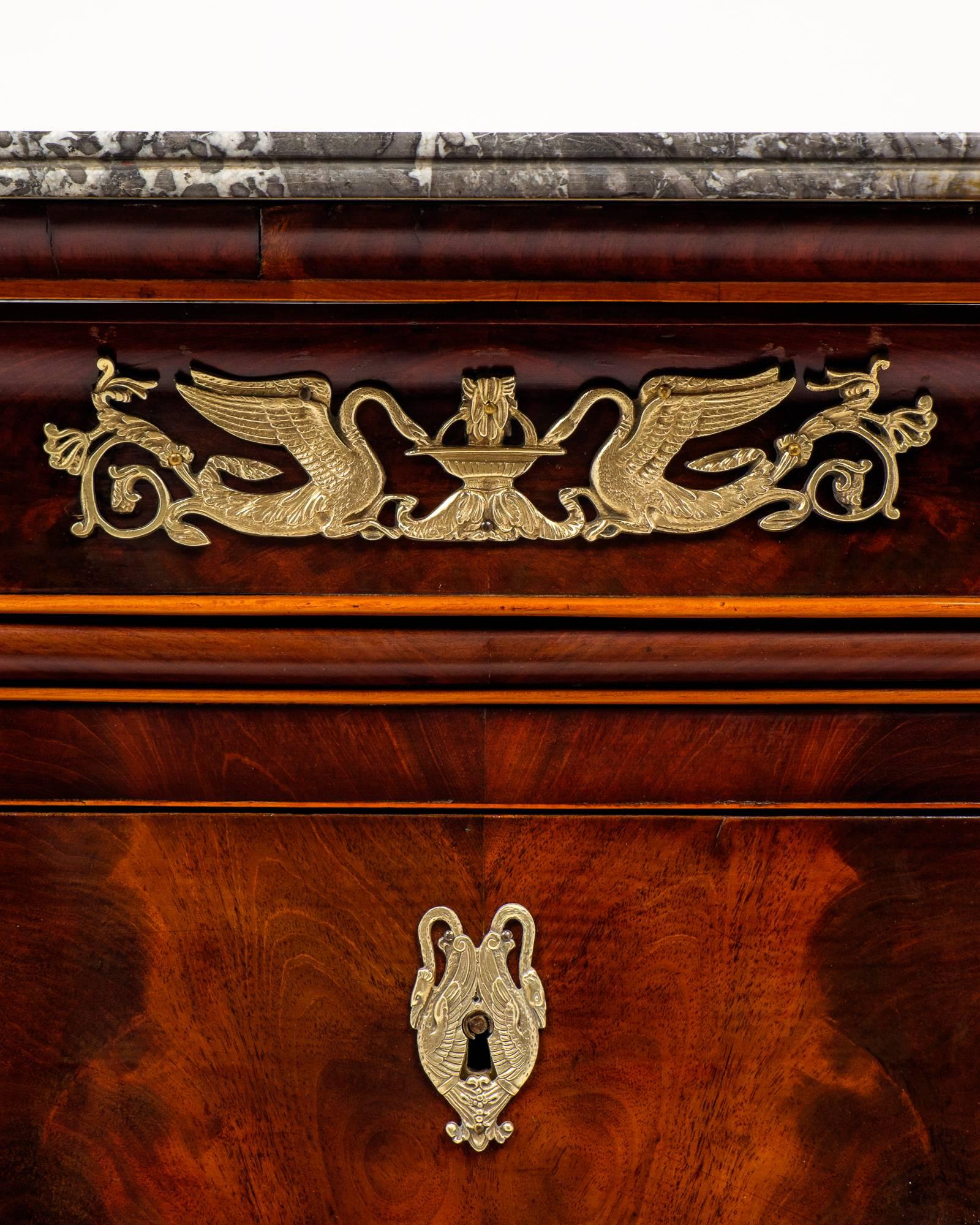 Restauration French Restoration Period Flamed Mahogany Chest of Drawers