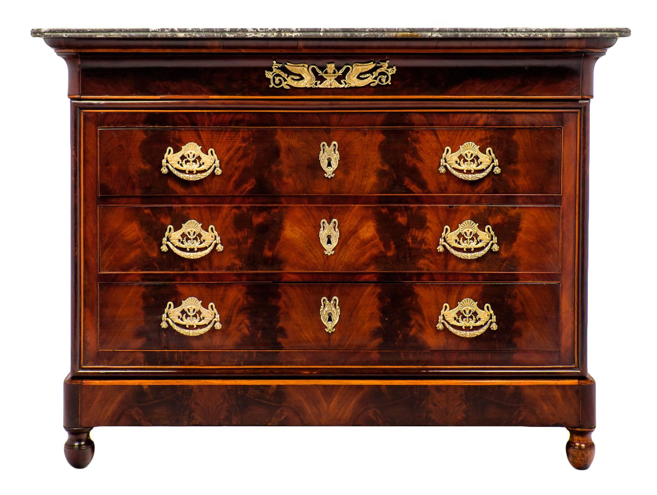 French Restoration Period Flamed Mahogany Chest of Drawers