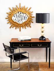 Antique French Louis XVI Style Ebonized Leather Top Desk