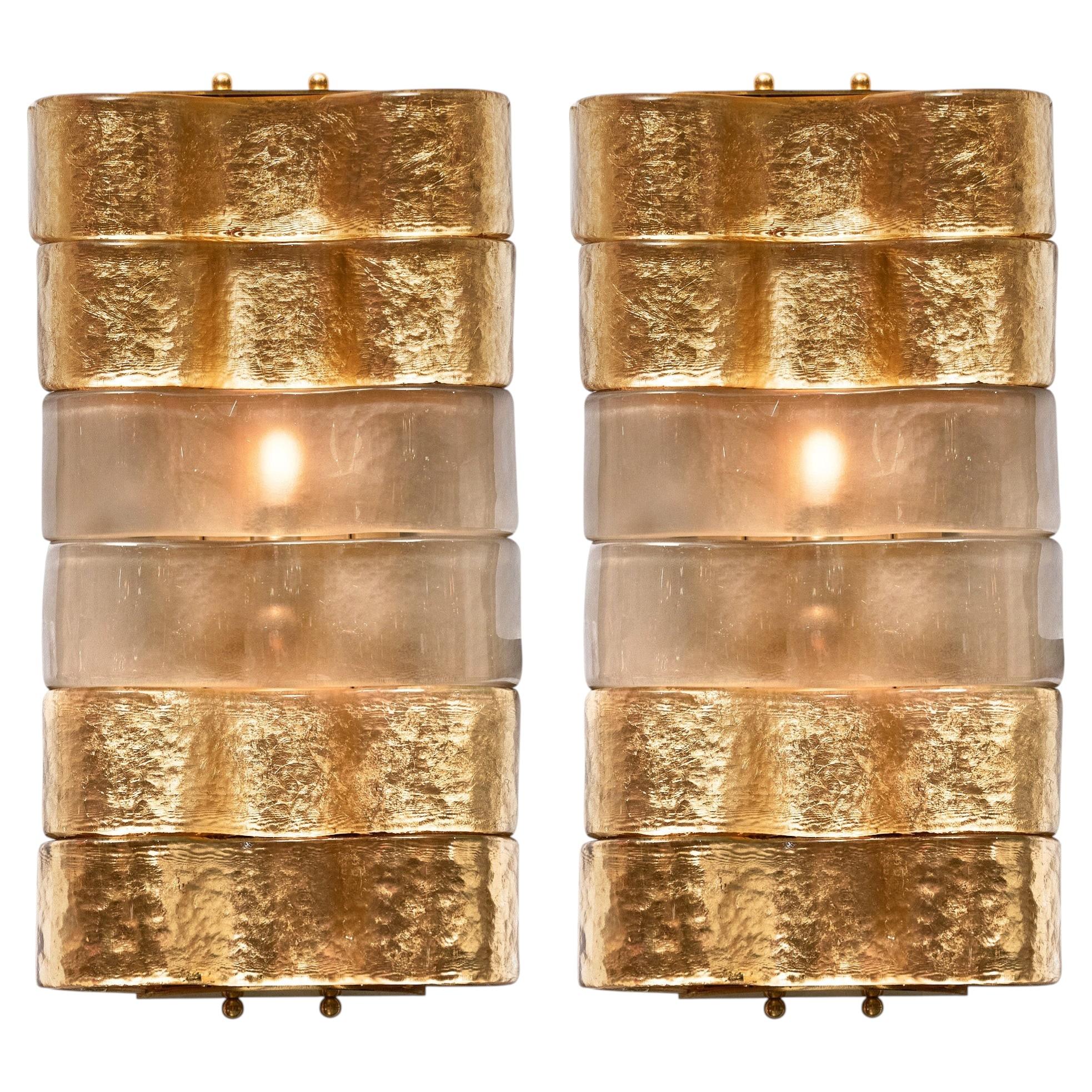 Mid-Century Modern Style Murano Glass Sconces with Gold Leaf Finish