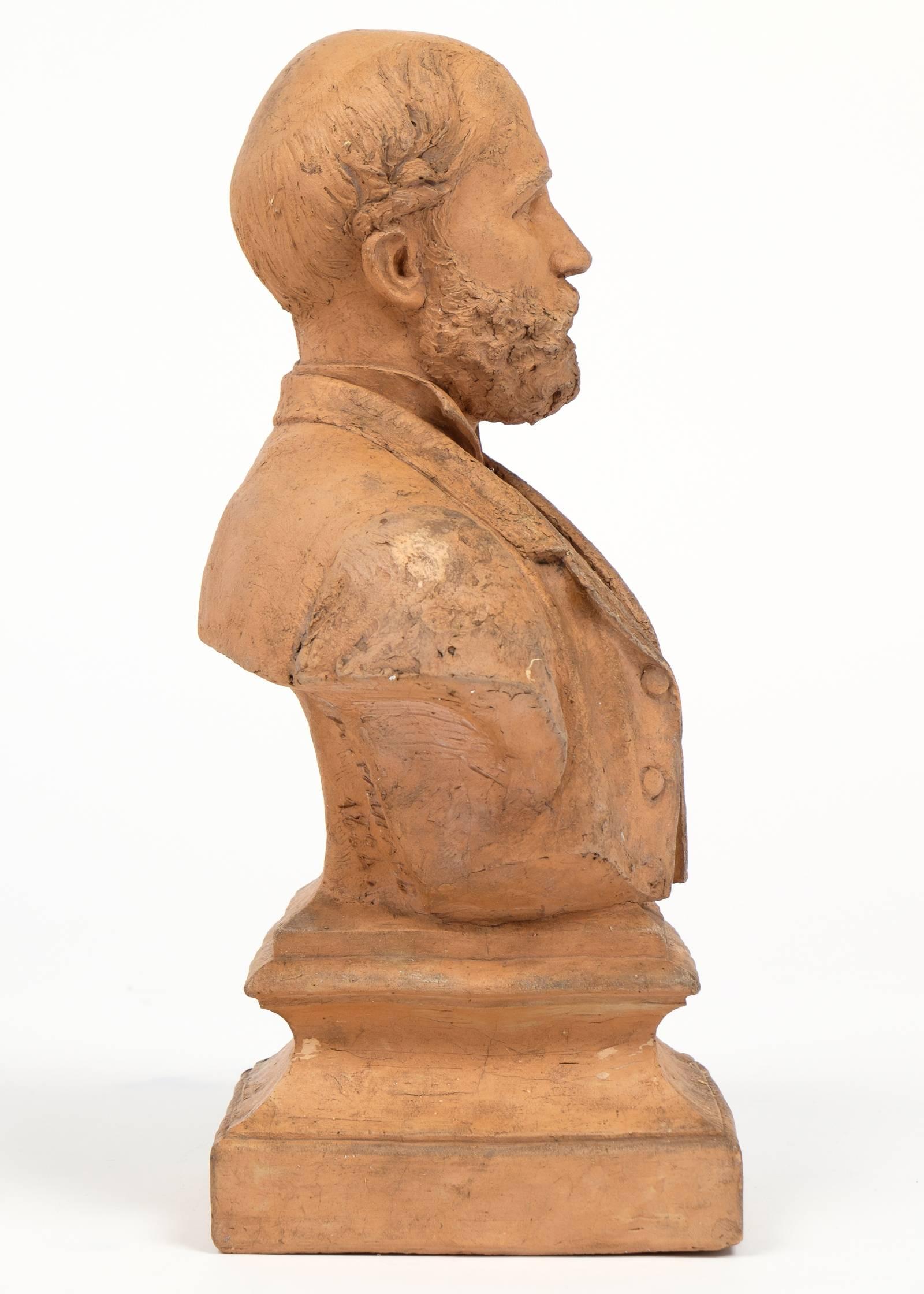 Terracotta 19th Century French Bust Sculpture of a Gentleman
