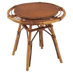 Vintage Bamboo Side Table by Bonaudi, Mid-Century Modern, France, 1970