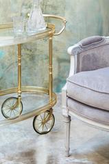 French 1930 Gilt Brass Bar Cart