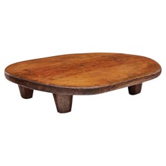 Antique Italian Low Table, Solid Chestnut Wood, Asymmetrical, 1900