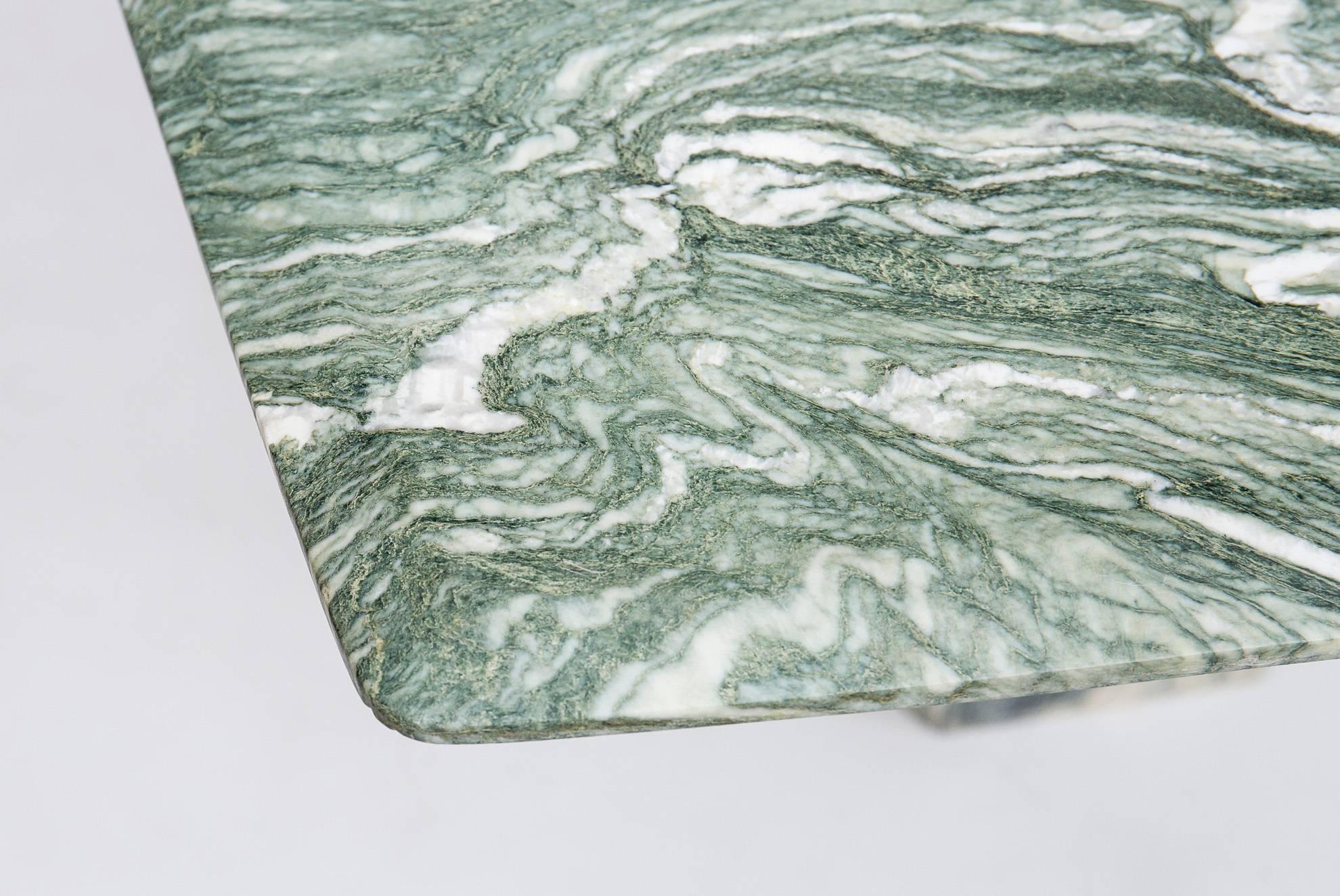 Polished  Verde Luana Marble-Top and Base Dining Table