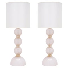 Mid-Century Modern Style Table Lamps, Murano Glass with Gold Leaf, Italy