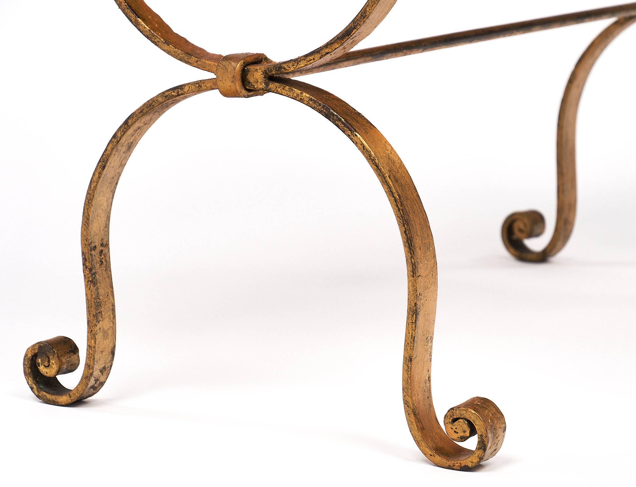 Spanish Gold-Leafed Forged Iron Curule Bench 3