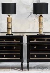 Pair of Murano Gold Leaf and Black Glass Table Lamps