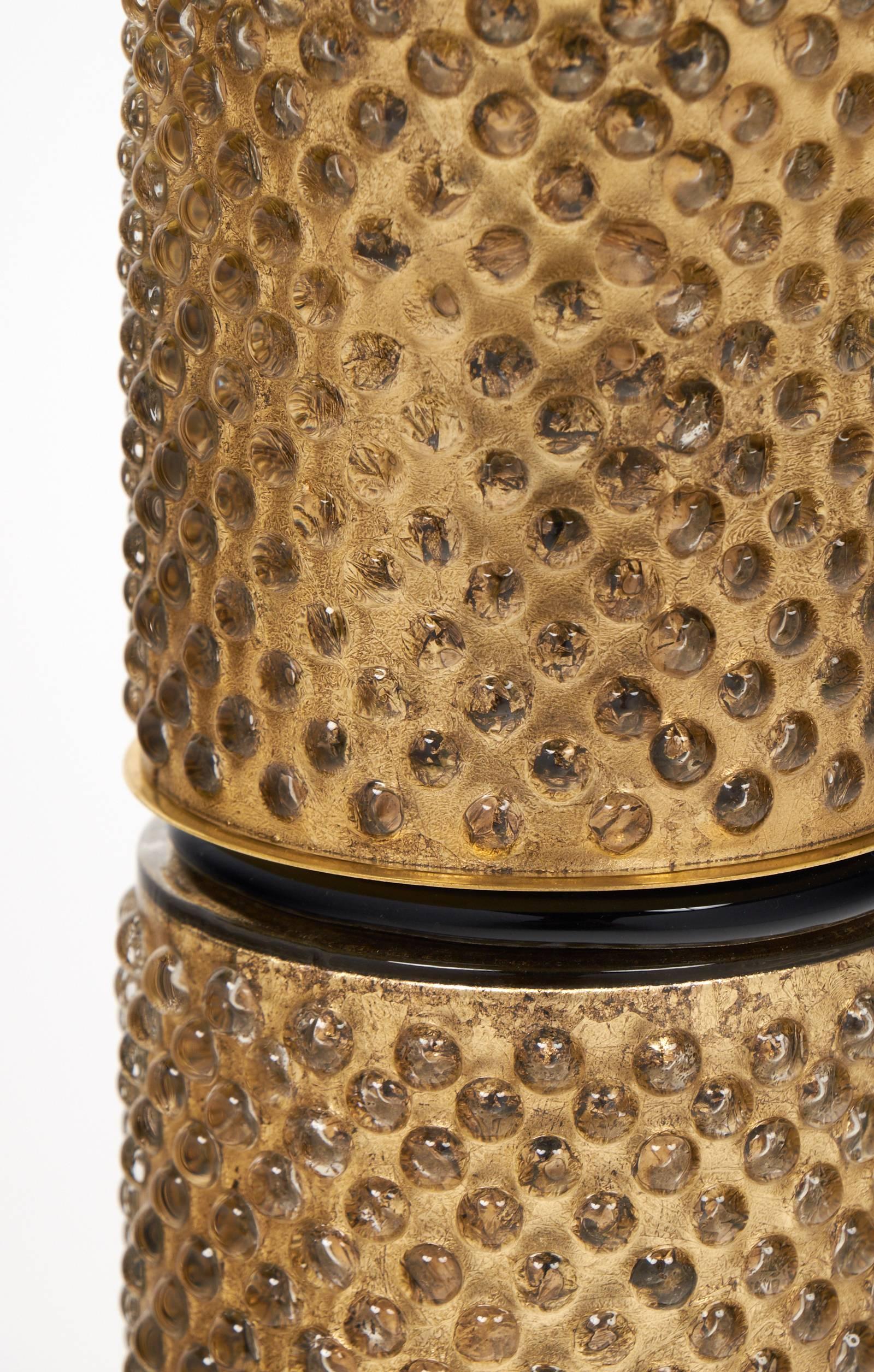 Zwei Tischlampen aus Muranoglas mit Blattgold und schwarzem Glas (21. Jahrhundert und zeitgenössisch) im Angebot