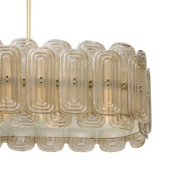 Venetian Glass Chandelier, Murano, Italy, Smoked Glass and Brass