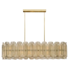 Venetian Glass Chandelier, Murano, Italy, Smoked Glass and Brass