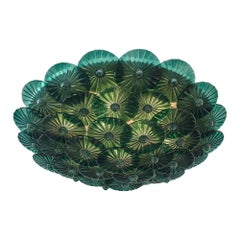 Deep Teal Venetian Glass Flush Mount by Carlo Nason, Murano, Italy