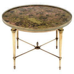 Maison Bagues Eglomized Glass Side Table, Brass, Art Deco Period