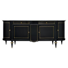 Classic Demilune, Louis XVI Style French Buffet, Ebonized, Circa 1920