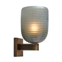Modern Venetian Glass Sconces, Blue Iridescent, Murano, Italy
