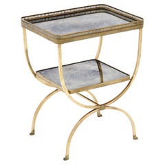 French Art Deco Period Brass and Mirrored Curule Table, Circa 1940