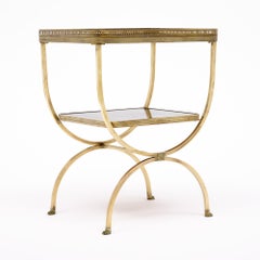 French Art Deco Period Brass and Mirrored Curule Table, Circa 1940