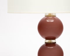 Burgundy, Venetian Glass, Spherical Table Lamps, Murano, Italy