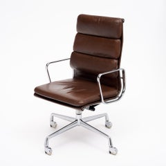 French Period Mid-Century Modern Desk Chair, Leather and Chrome, Circa 1980