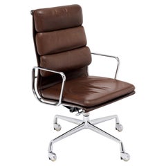 French Period Mid-Century Modern Desk Chair, Leather and Chrome, Circa 1970