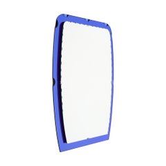 French Vintage Scalloped Mirror, Blue, Mid-Century, Circa 1970