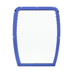 French Vintage Scalloped Mirror, Blue, Mid-Century, Circa 1970