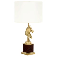 Maison Charles Vintage Brass Table Lamps, Horse Head, Circa 1950