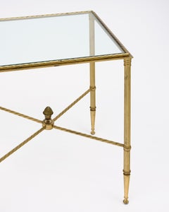 French Art Deco Period Brass and Glass Side Table, Circa 1940
