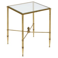 French Art Deco Period Brass and Glass Side Table, Circa 1940