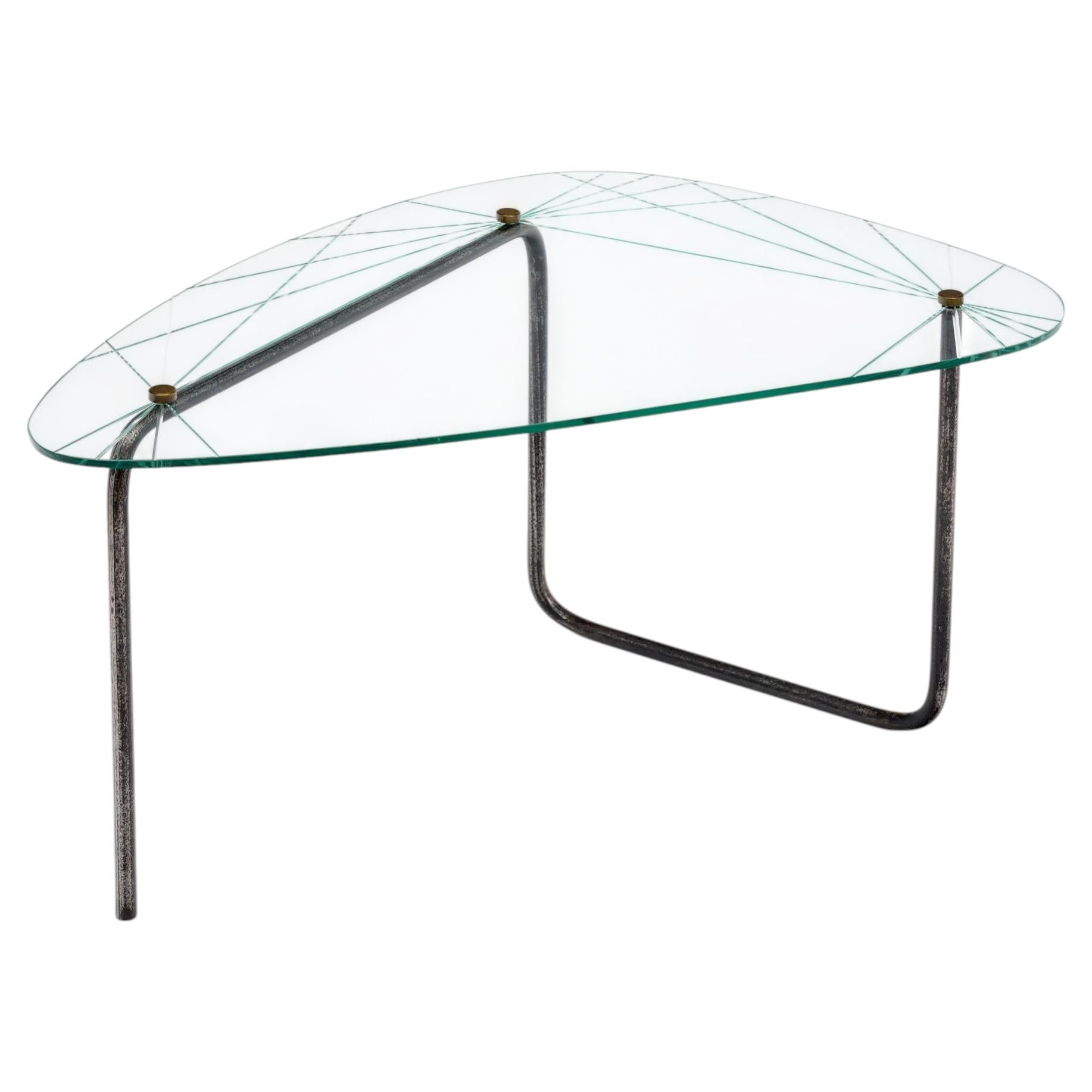 Period Mid-Century Modern Etched Glass Coffee Table, Circa 1970 For Sale
