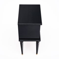 Pair Of French Louis XVI Style Ebonized And Brass Two-Drawer Side Tables