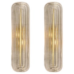 Italian Mid-Century Murano Smoked Glass and Brass "Fregio" Wall Sconce