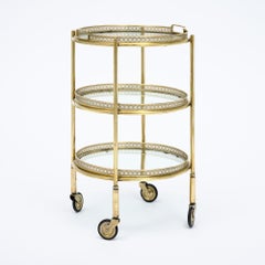 Art Deco Period, French Brass Bar Cart, Circa 1940
