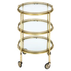 Art Deco Period, French Brass Bar Cart, Circa 1940