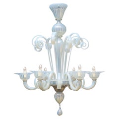 Classic Venetian Glass Chandelier, Iridescent, Murano, Italy