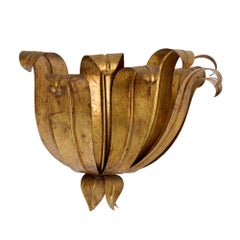 Italian Mid-Century Gilt Metal Floral Wall Sconce, Circa 1920