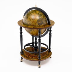 Italian Mid-Century Globe Bar Cart, Concealed Bar, Circa 1950