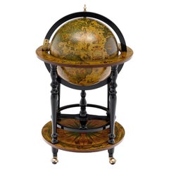 Italian Mid-Century Globe Bar Cart, Concealed Bar, Circa 1950